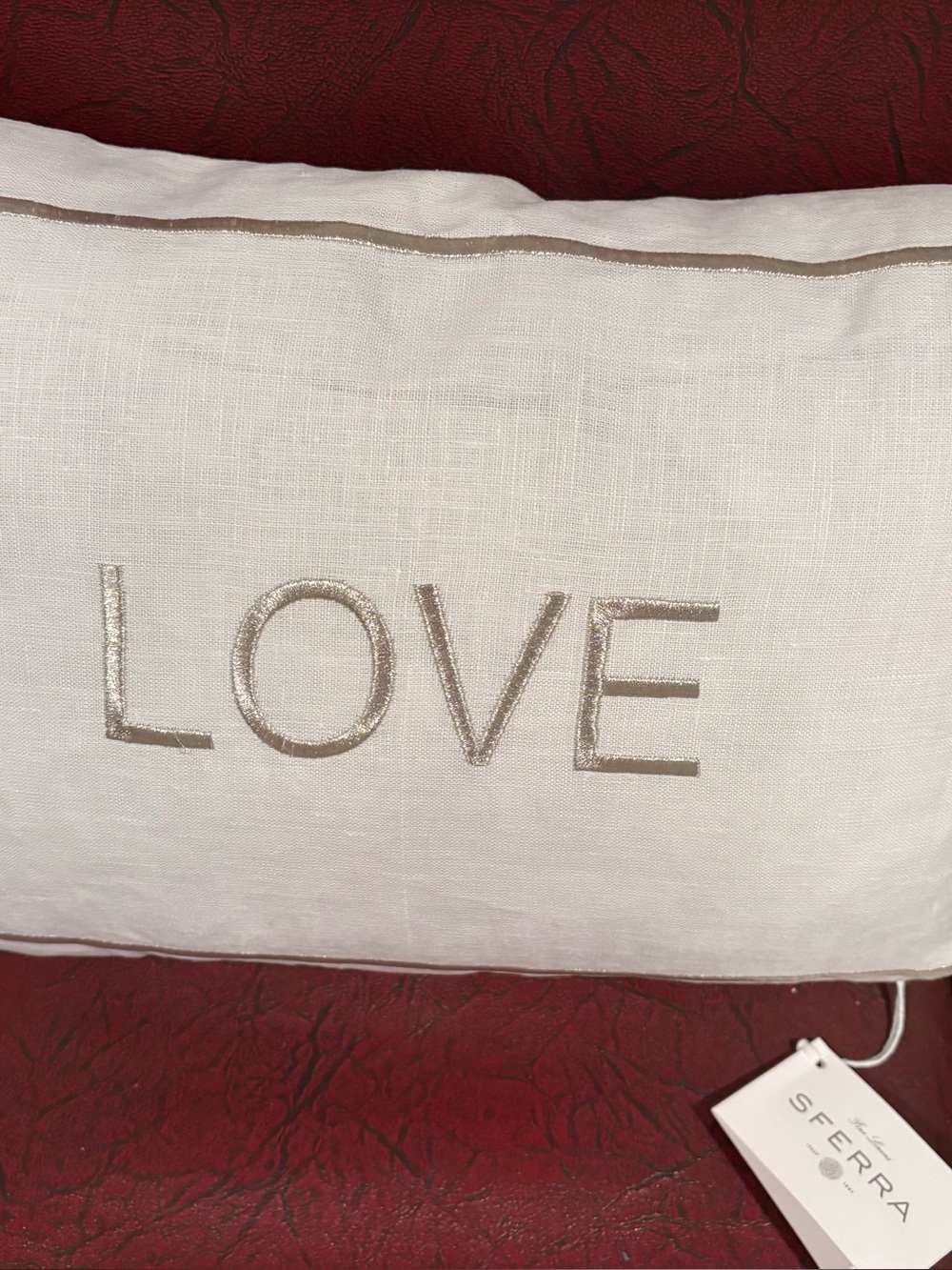 Sferra Love Boudoir Linen Pillow. NWT